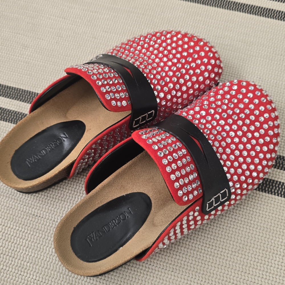 JW Anderson Red Rhinestone Mules